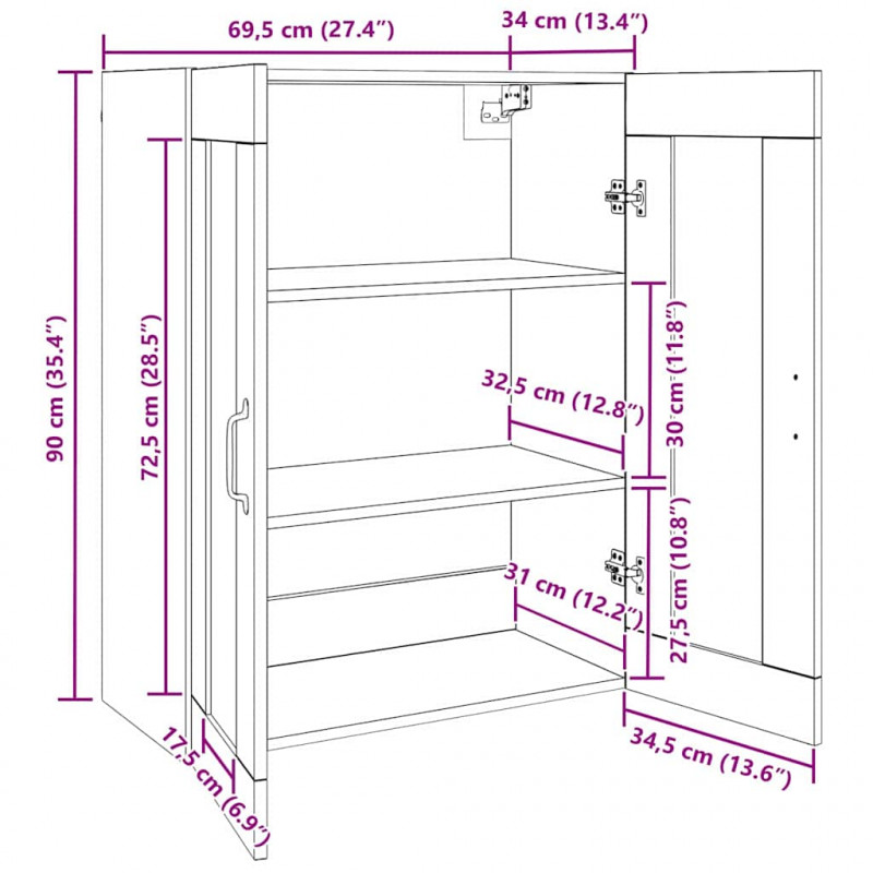 Szafki montowane na ścianie 2 pcs Stare drewno