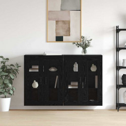 Szafki montowane na ścianie 2 pcs Czarny dąb 69,5 x 34 x 90 cm