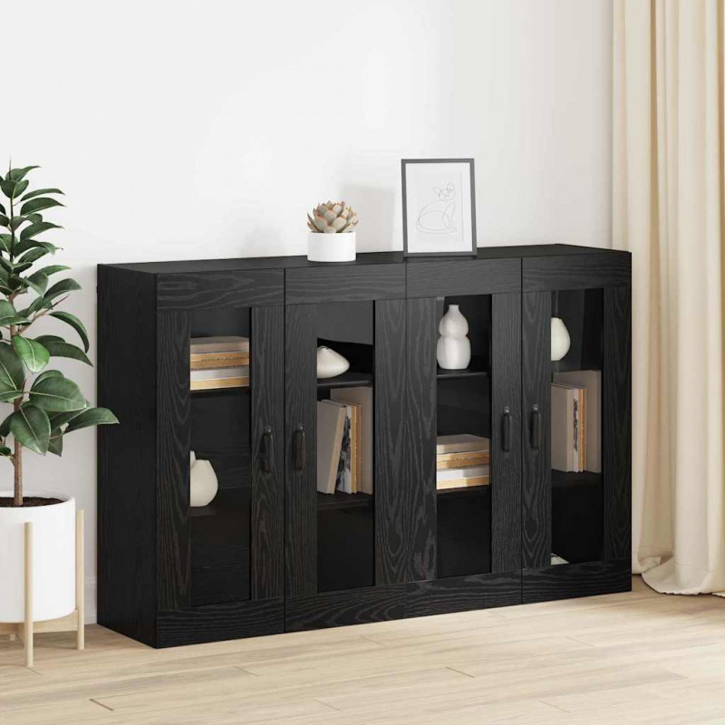 Szafki montowane na ścianie 2 pcs Czarny dąb 69,5 x 34 x 90 cm