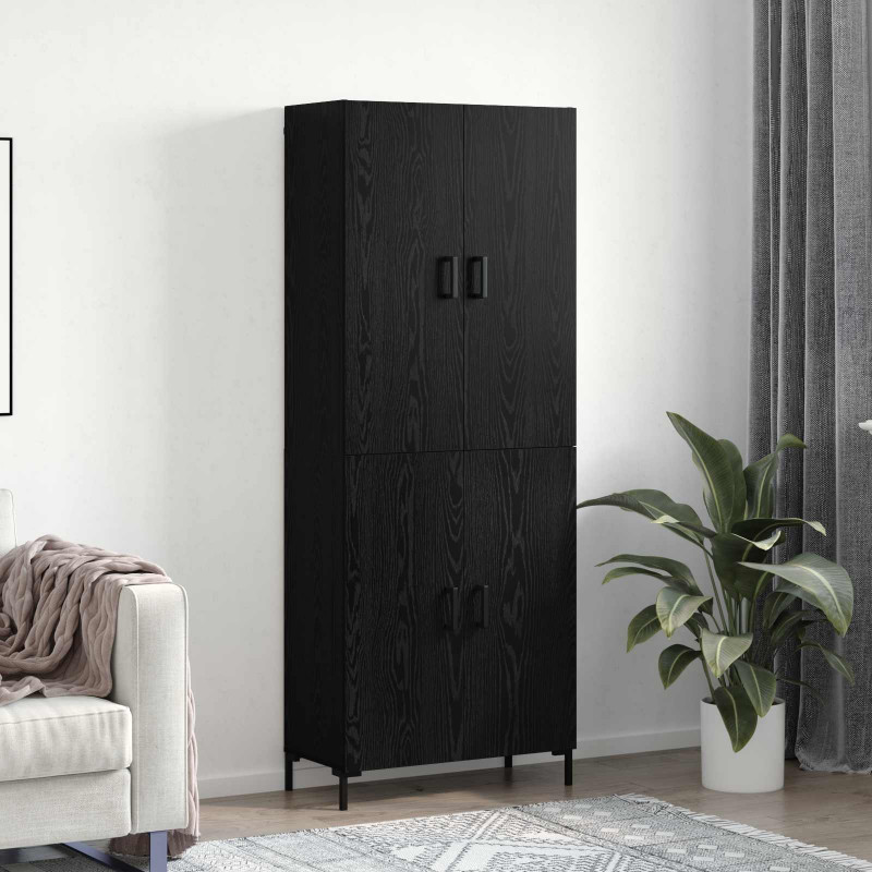 Highboard Czarny dąb 69,5 x 34 x 180 cm Materiał drewnopochodny