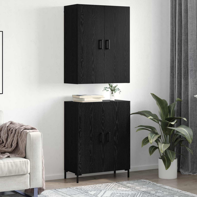 Highboard Czarny dąb 69,5 x 34 x 180 cm Materiał drewnopochodny