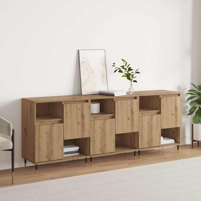Komody 3 pcs dąb artisan 180 x 35 x 70 cm