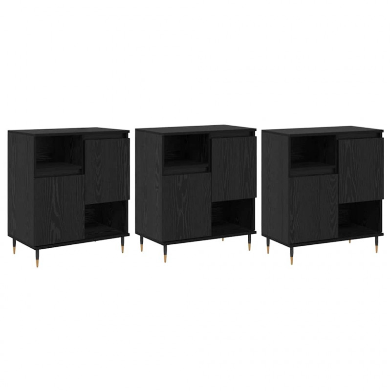 Komody 3 pcs Czarny dąb 180 x 35 x 70 cm