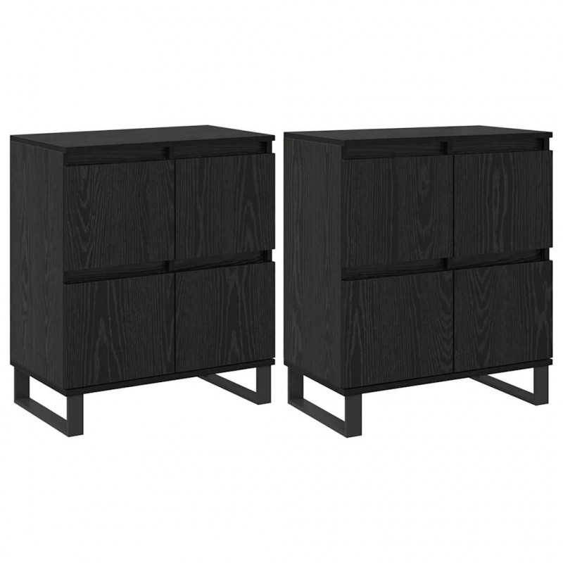 Bufet 2 pcs Czarny Dąb 60 x 35 x 70 cm