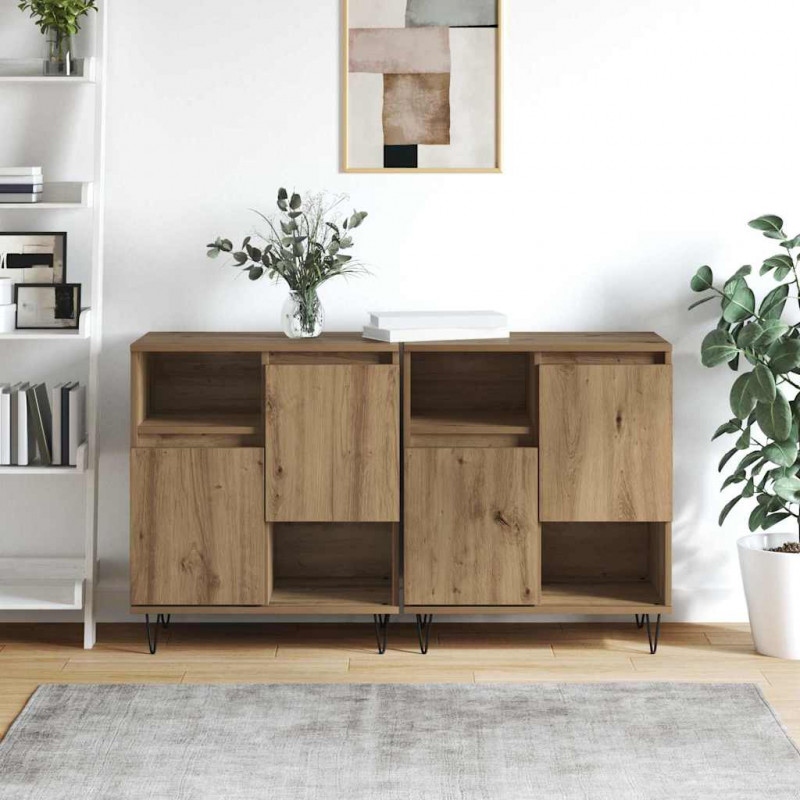 Bufet 2 pcs Dąb rzemieślniczy 60 x 35 x 70 cm