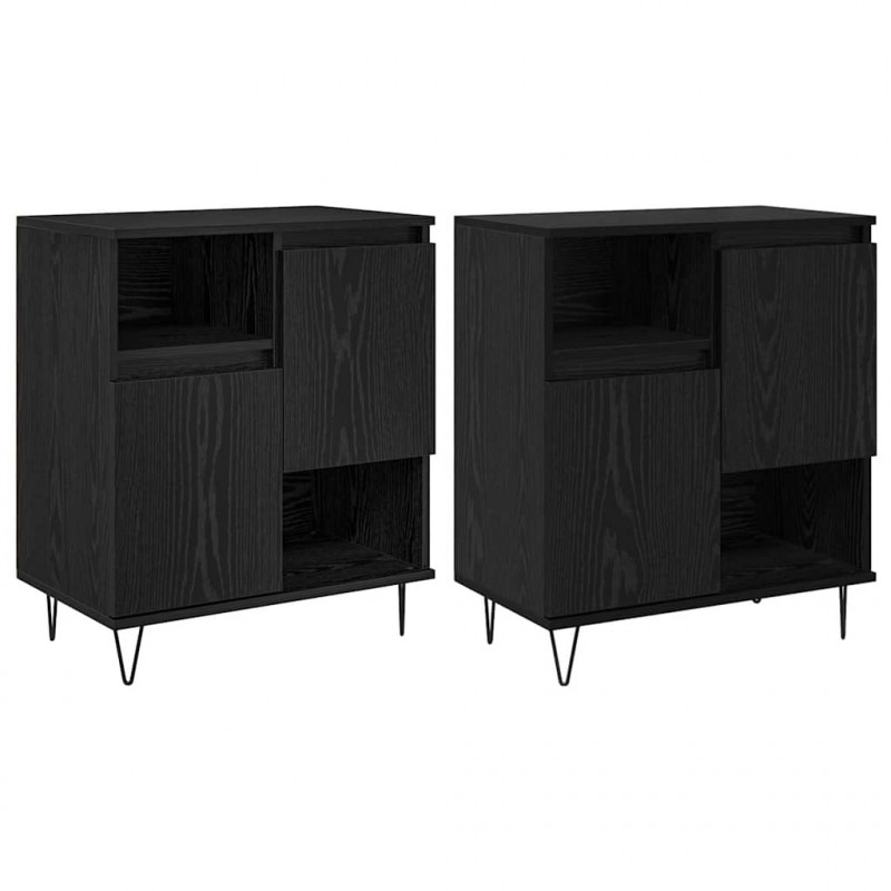 Bufet 2 pcs Czarny Dąb 60 x 35 x 70 cm