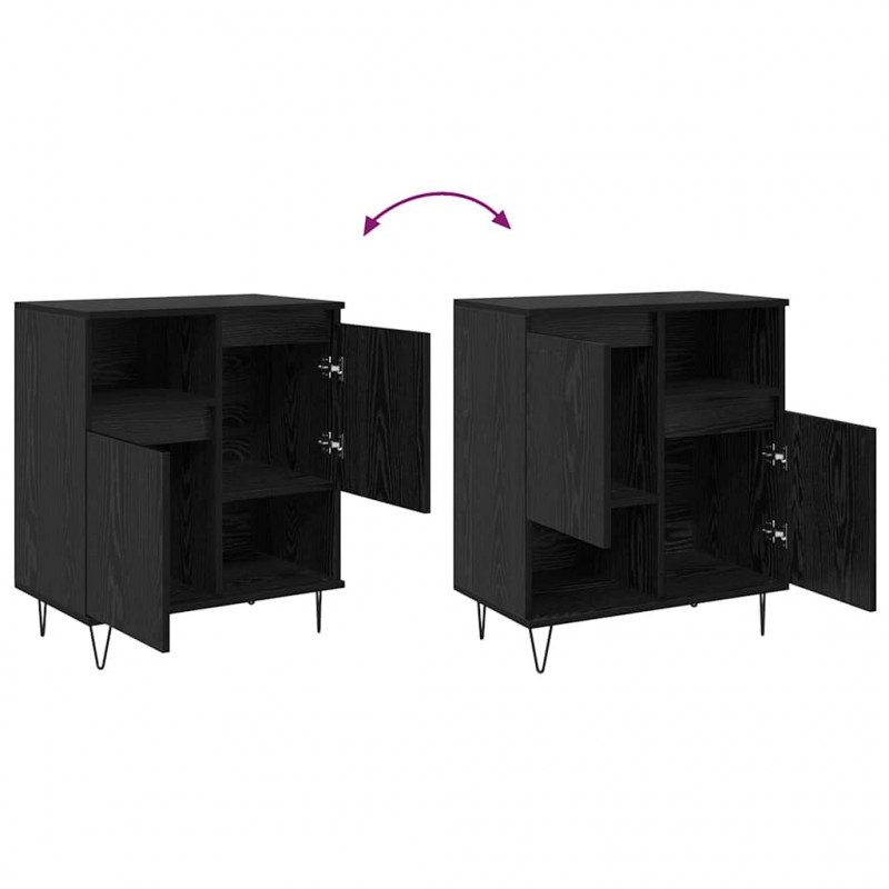 Bufet 2 pcs Czarny Dąb 60 x 35 x 70 cm