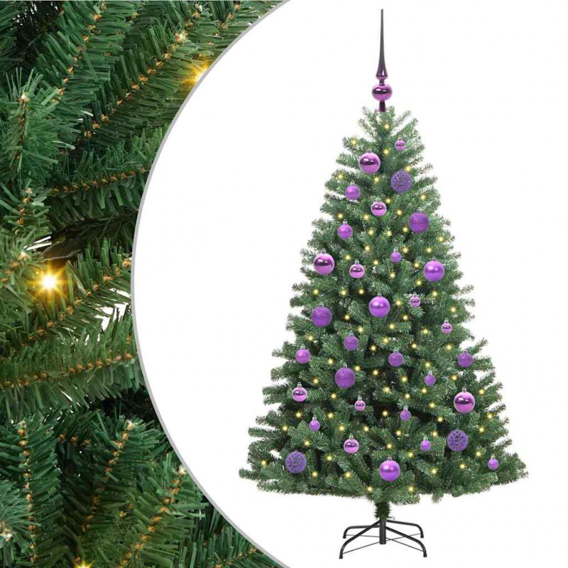 Sztuczna choinka z zawiasami Zielony 120 cm PVC i Metal