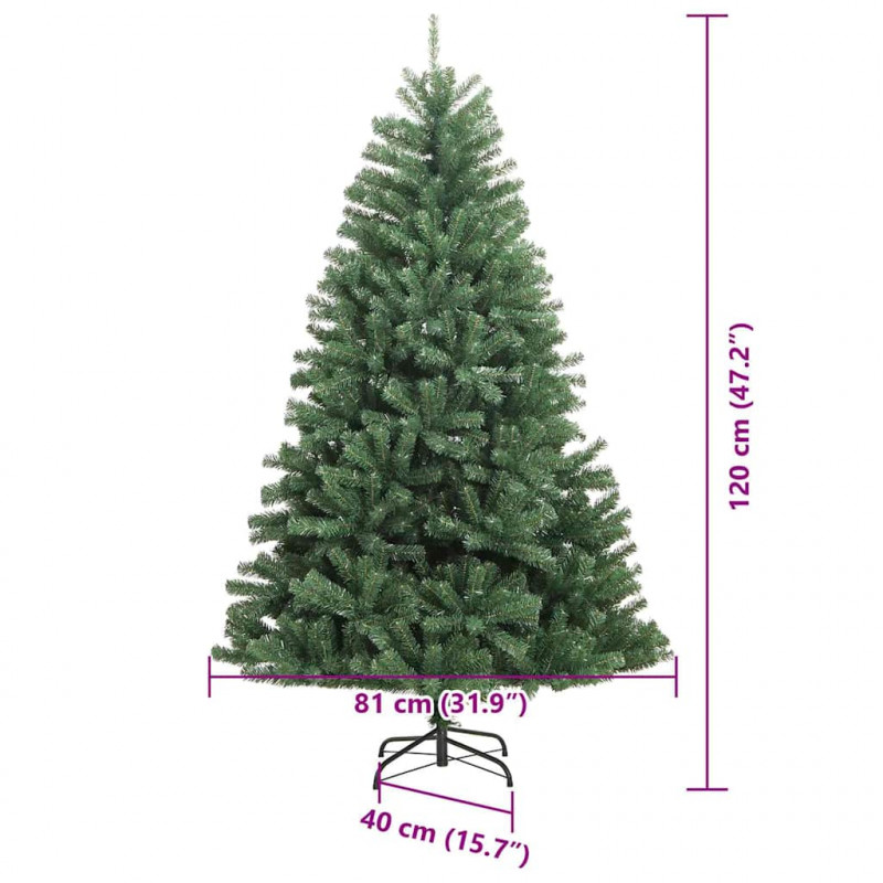 Sztuczna choinka z zawiasami Zielony 120 cm PVC i Metal