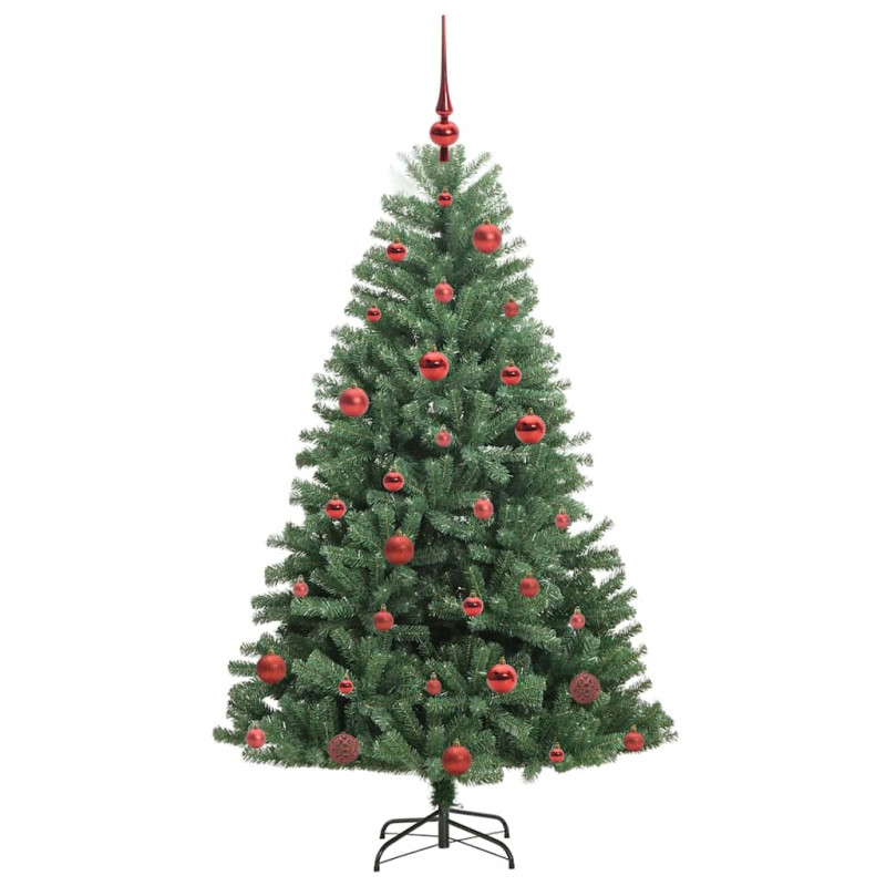 Sztuczna choinka z zawiasami Zielony 150 cm PVC i Metal