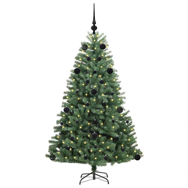 Sztuczna choinka z zawiasami Zielony 150 cm PVC i Metal