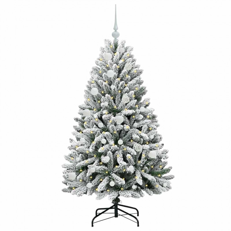 Sztuczna choinka Zielony i Biały 150 cm PVC i Metal