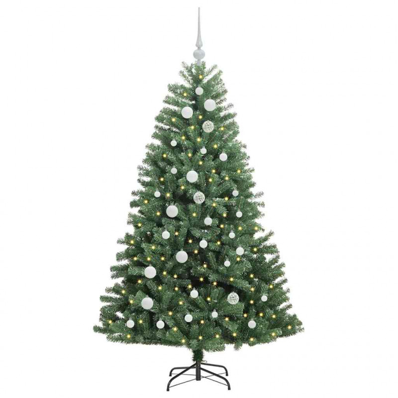 Sztuczna choinka z zawiasami Zielony 150 cm PVC i Metal