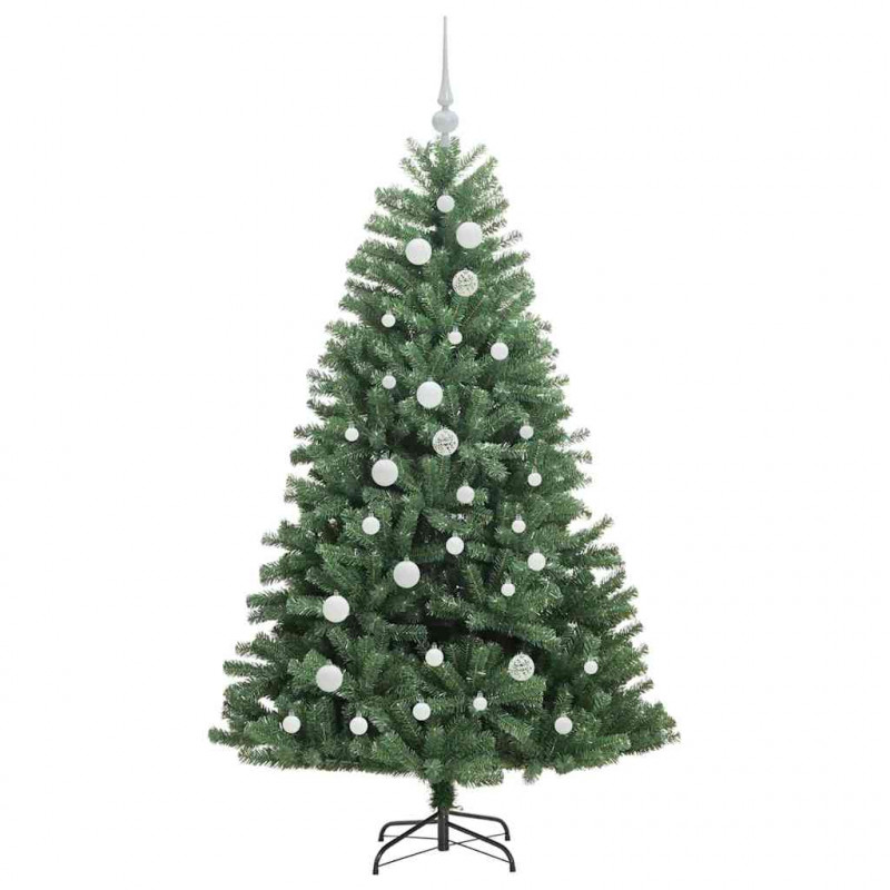 Sztuczna choinka z zawiasami Zielony 150 cm PVC i Metal
