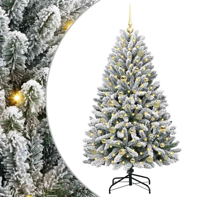 Sztuczna choinka Zielony i Biały 150 cm PVC i Metal