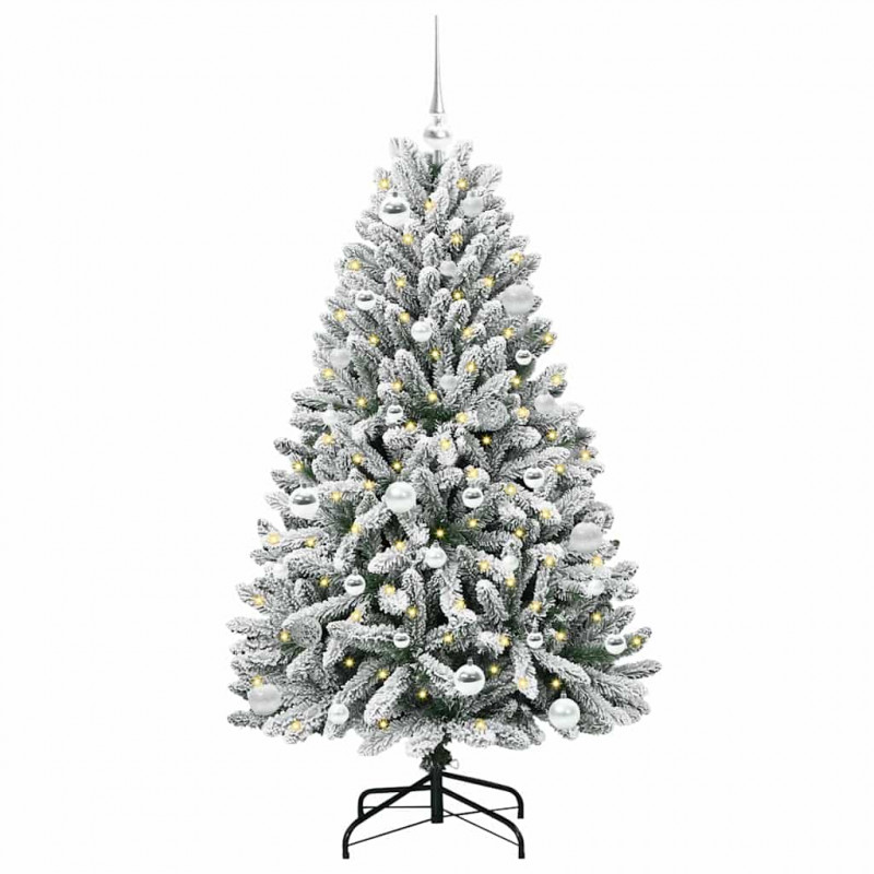 Sztuczna choinka Zielony i Biały 150 cm PVC i Metal