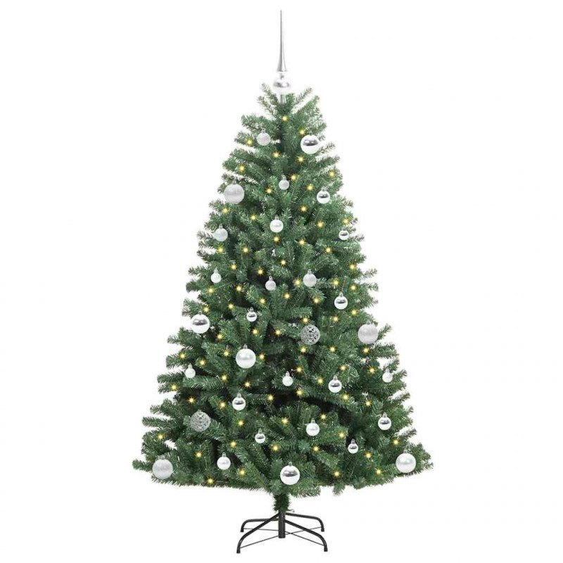 Sztuczna choinka z zawiasami Zielony 150 cm PVC i Metal