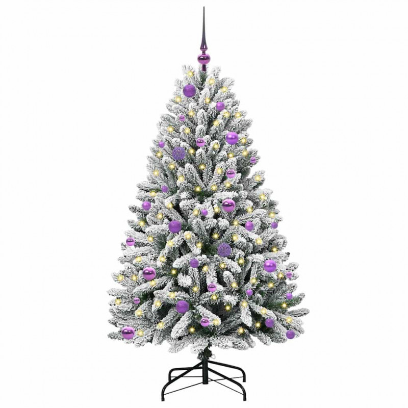 Sztuczna choinka Zielony i Biały 150 cm PVC i Metal