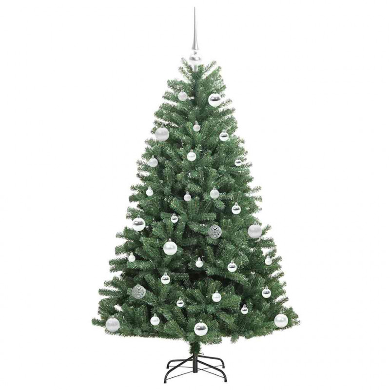 Sztuczna choinka z zawiasami Zielony 150 cm PVC i Metal