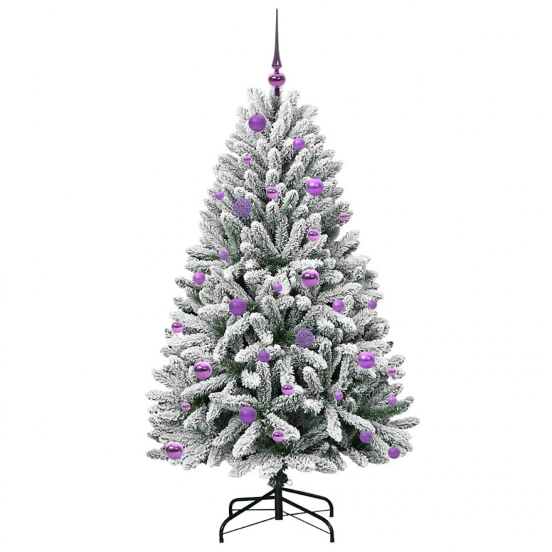 Sztuczna choinka Zielony i Biały 150 cm PVC i Metal