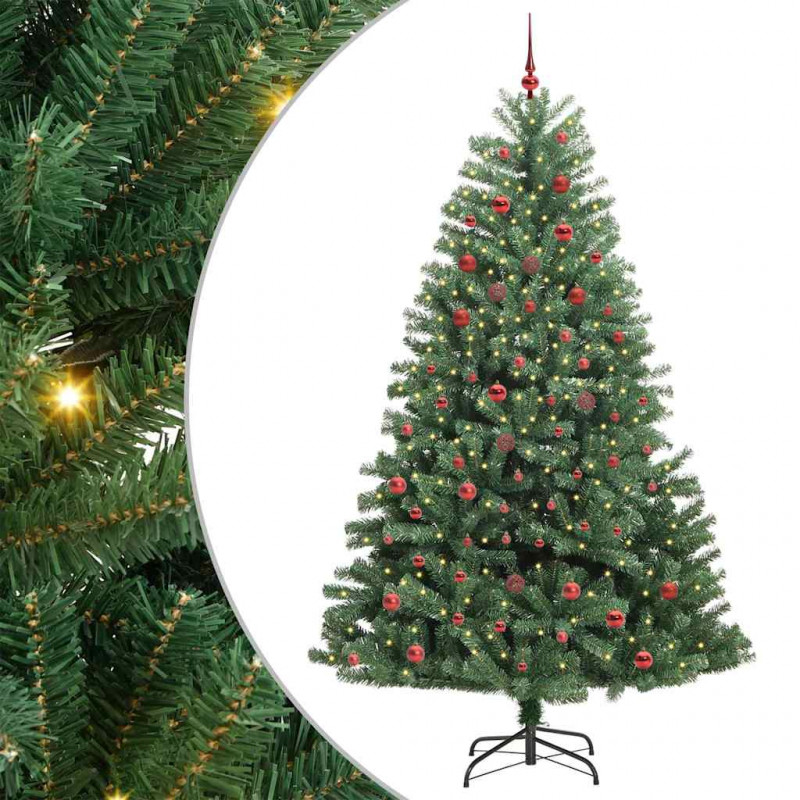 Sztuczna choinka z zawiasami Zielony 210 cm PVC i Metal