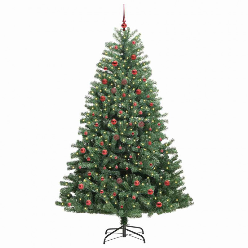 Sztuczna choinka z zawiasami Zielony 210 cm PVC i Metal