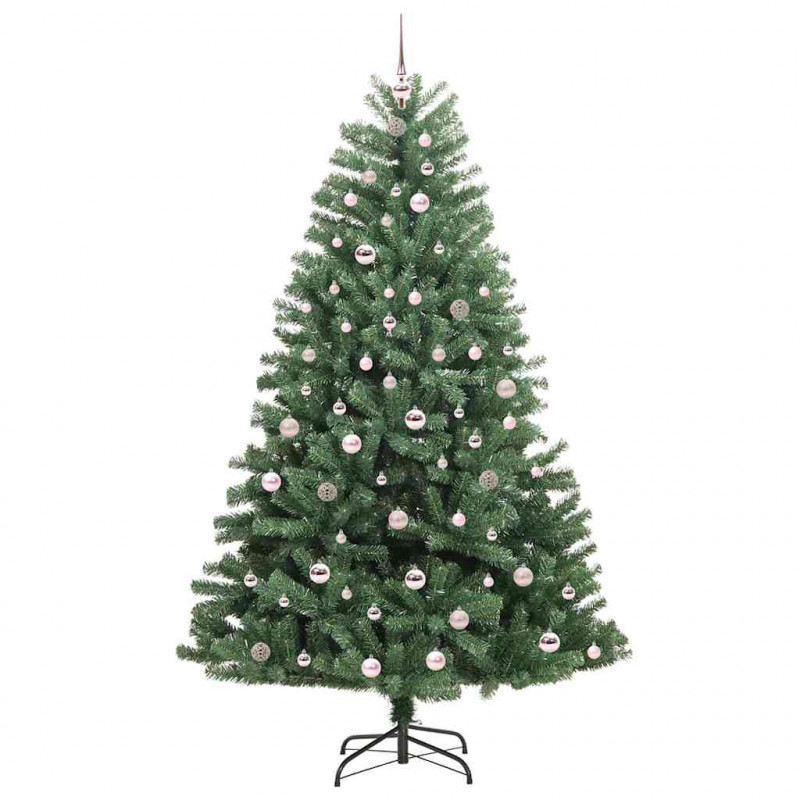 Sztuczna choinka z zawiasami Zielony 210 cm PVC i Metal