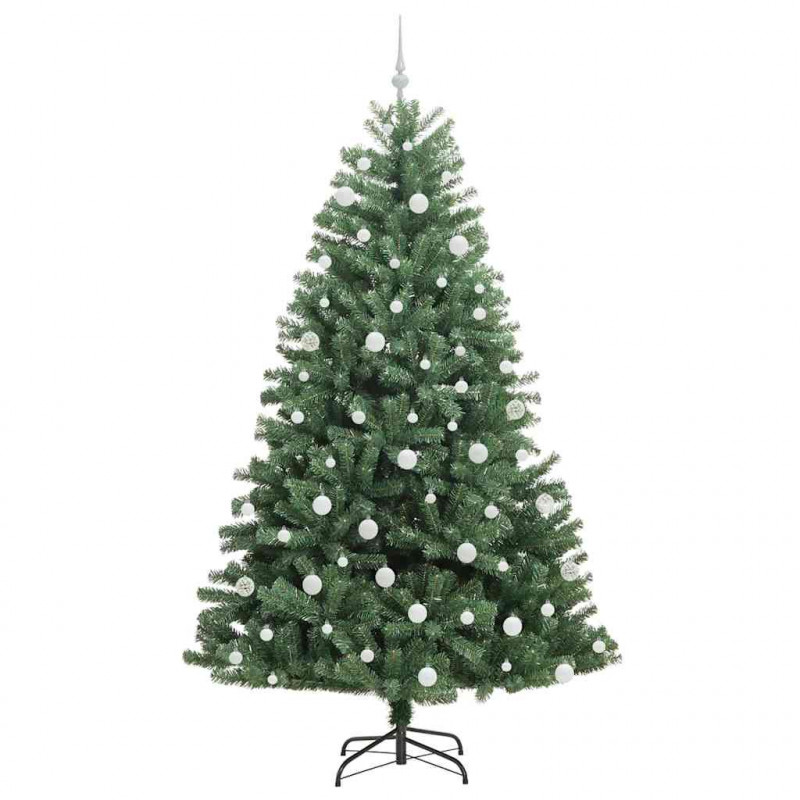 Sztuczna choinka z zawiasami Zielony 210 cm PVC i Metal