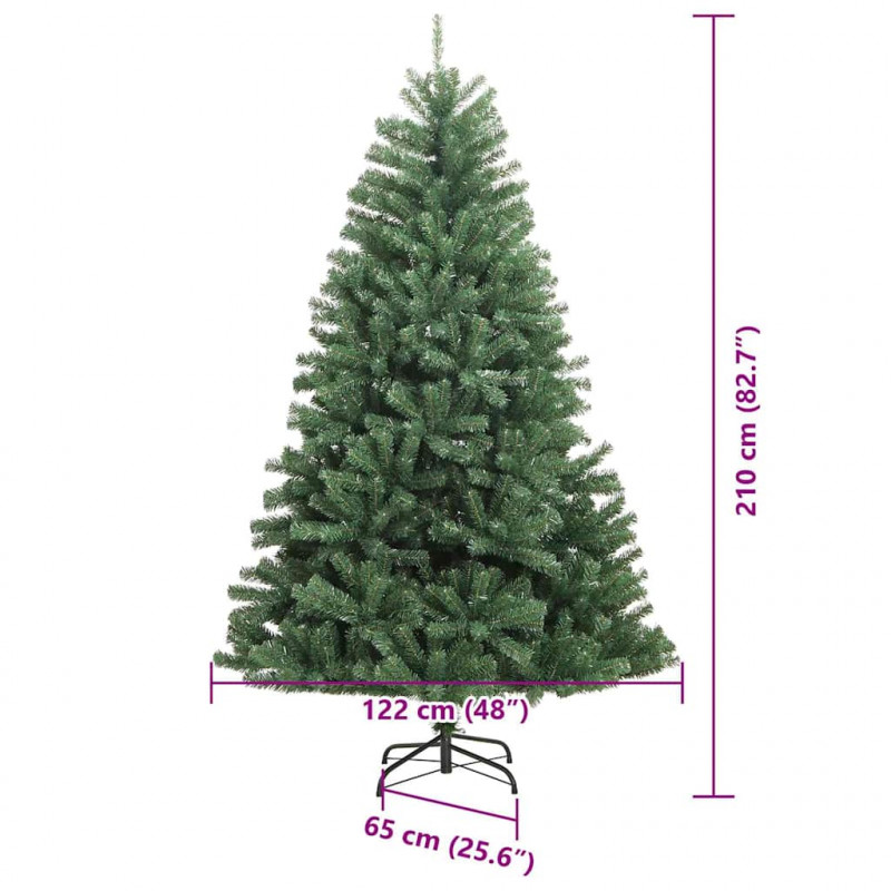 Sztuczna choinka z zawiasami Zielony 210 cm PVC i Metal