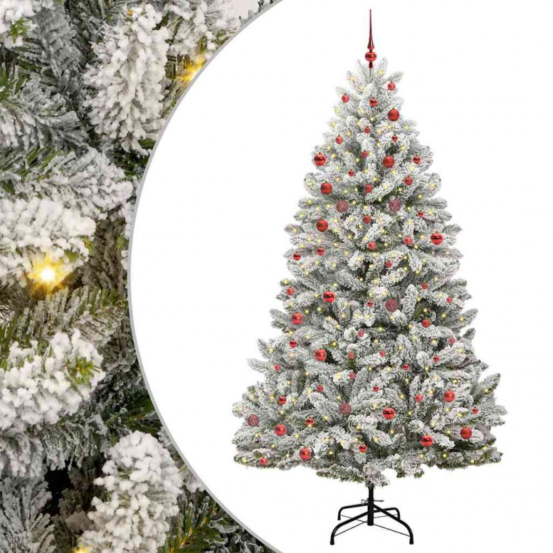 Sztuczna choinka Zielony i Biały 210 cm PVC i Metal