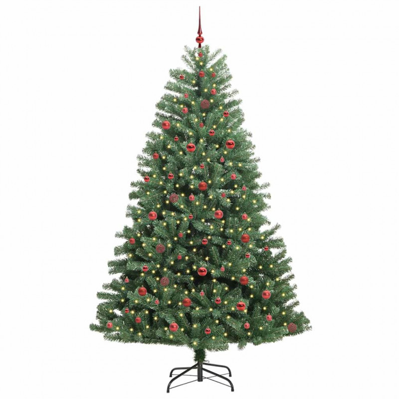 Sztuczna choinka z zawiasami Zielony 240 cm PVC i Metal