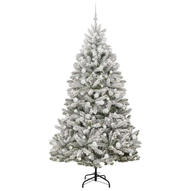 Sztuczna choinka Zielony i Biały 210 cm PVC i Metal