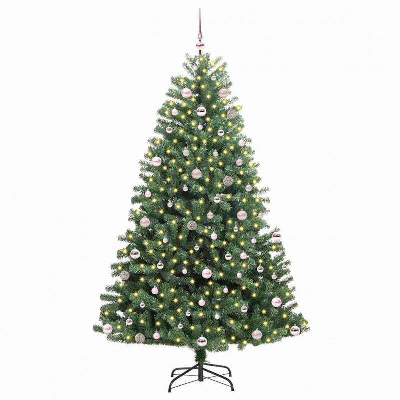 Sztuczna choinka z zawiasami Zielony 240 cm PVC i Metal