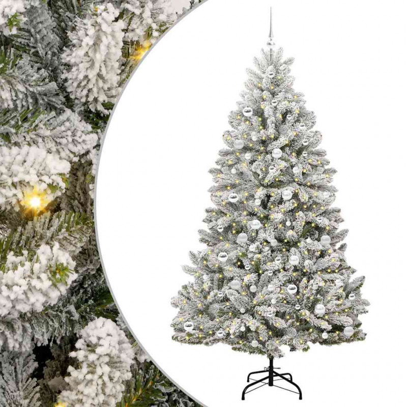 Sztuczna choinka Zielony i Biały 210 cm PVC i Metal