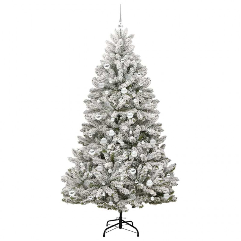 Sztuczna choinka Zielony i Biały 210 cm PVC i Metal
