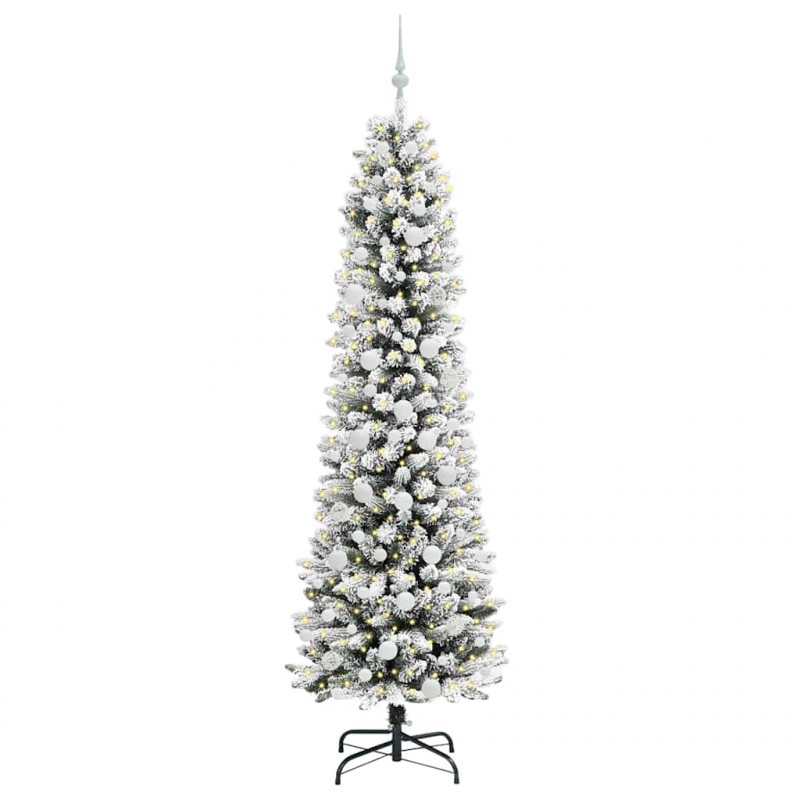 Sztuczna choinka z podstawą Biały 210 cm PVC, Metal i Plastik
