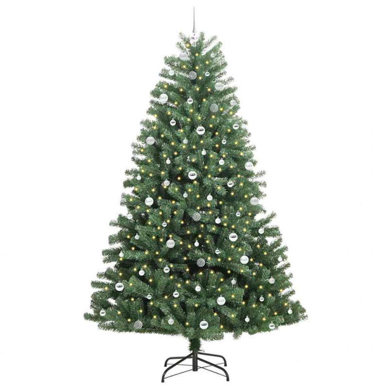 Sztuczna choinka z zawiasami Zielony 240 cm PVC i Metal
