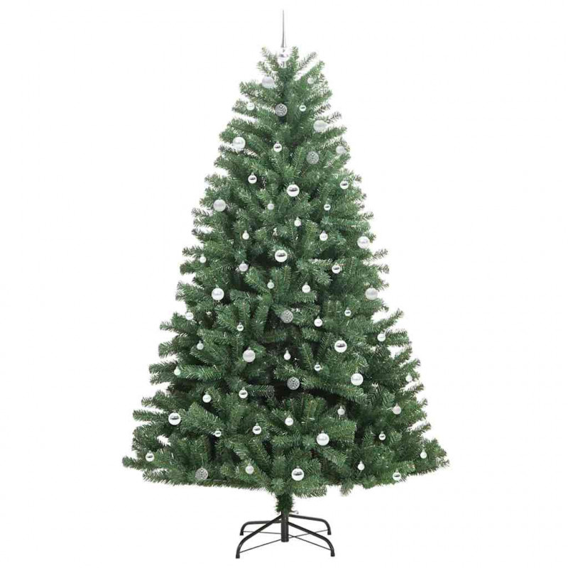Sztuczna choinka z zawiasami Zielony 240 cm PVC i Metal