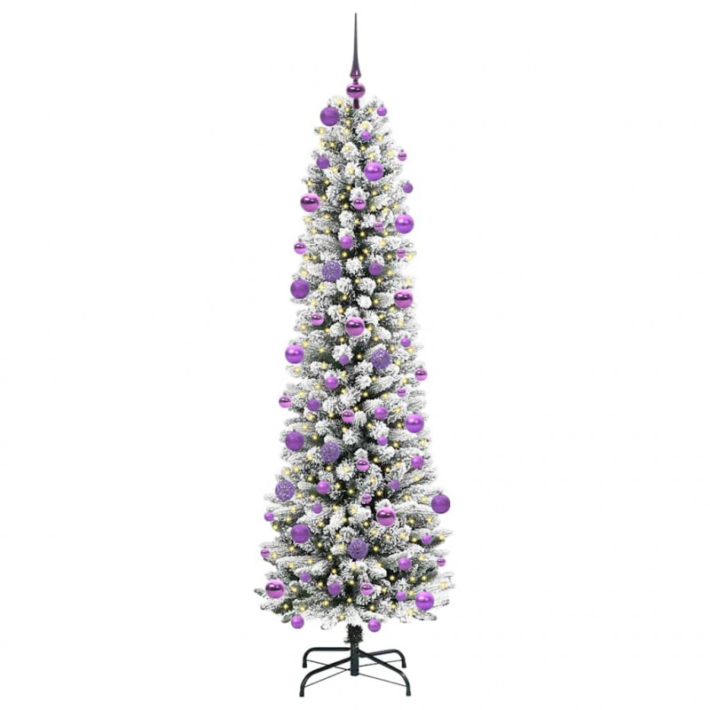 Sztuczna choinka z podstawą Biały 210 cm PVC, Metal i Plastik