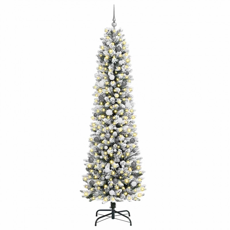 Sztuczna choinka z podstawą Biały 240 cm PVC, Metal i Plastik
