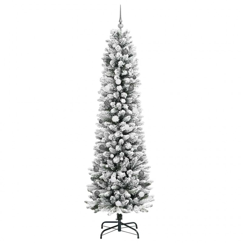 Sztuczna choinka z podstawą Biały 240 cm PVC, Metal i Plastik