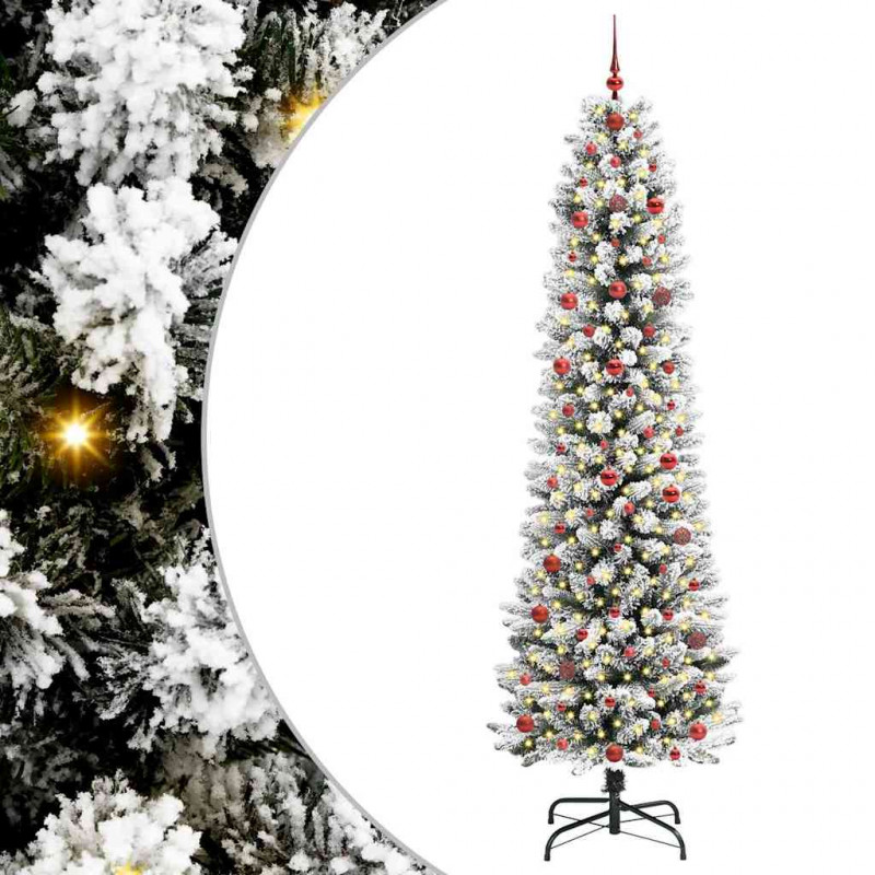 Sztuczna choinka z podstawą Biały 240 cm PVC, Metal i Plastik