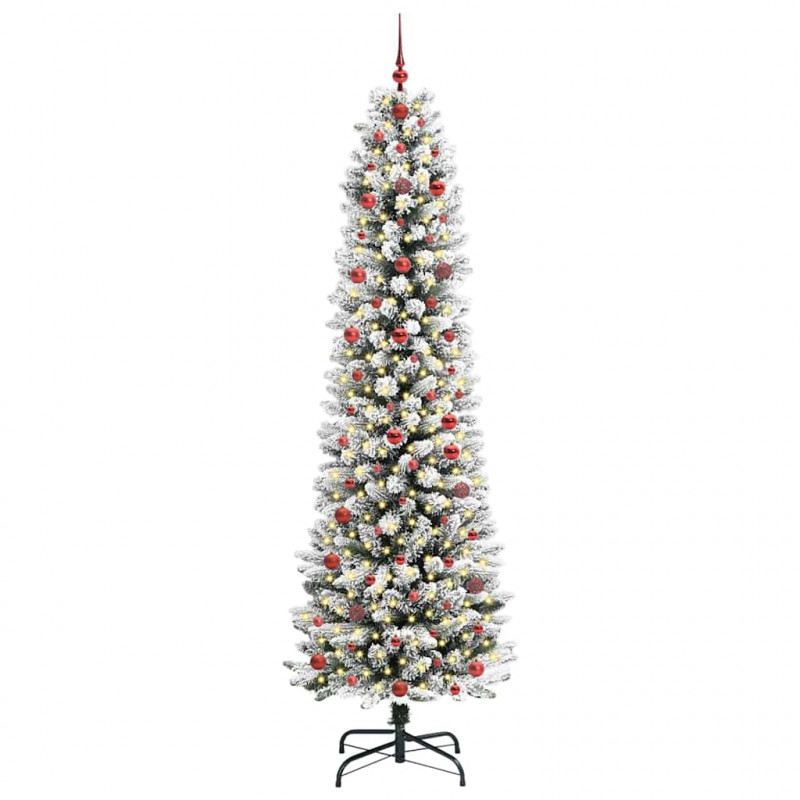 Sztuczna choinka z podstawą Biały 240 cm PVC, Metal i Plastik