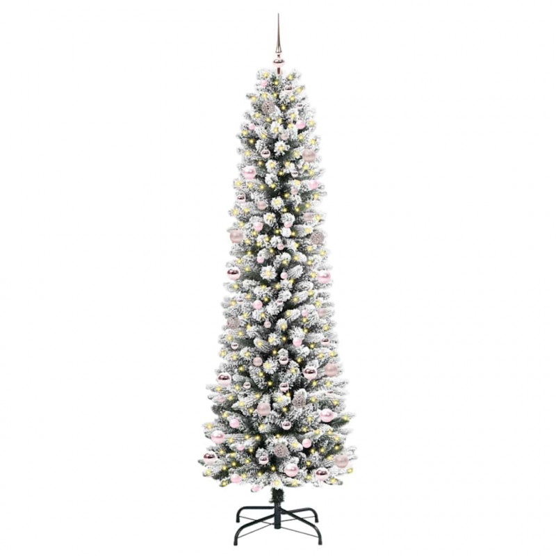 Sztuczna choinka z podstawą Biały 240 cm PVC, Metal i Plastik