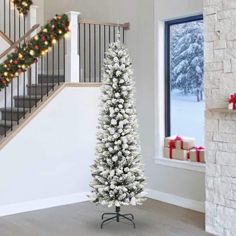Sztuczna choinka z podstawą Biały 240 cm PVC, Metal i Plastik