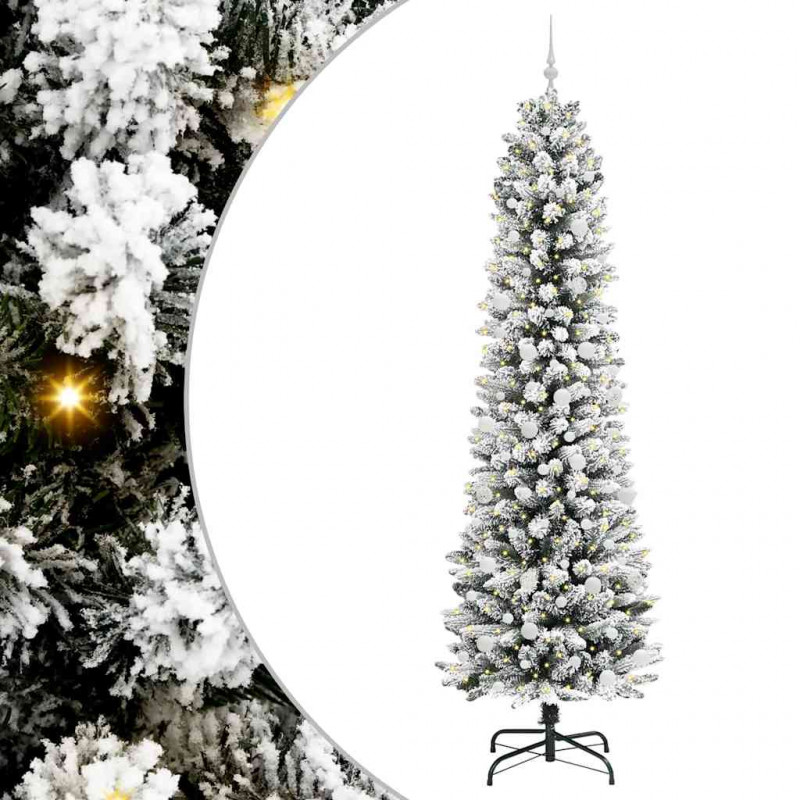 Sztuczna choinka z podstawą Biały 240 cm PVC, Metal i Plastik