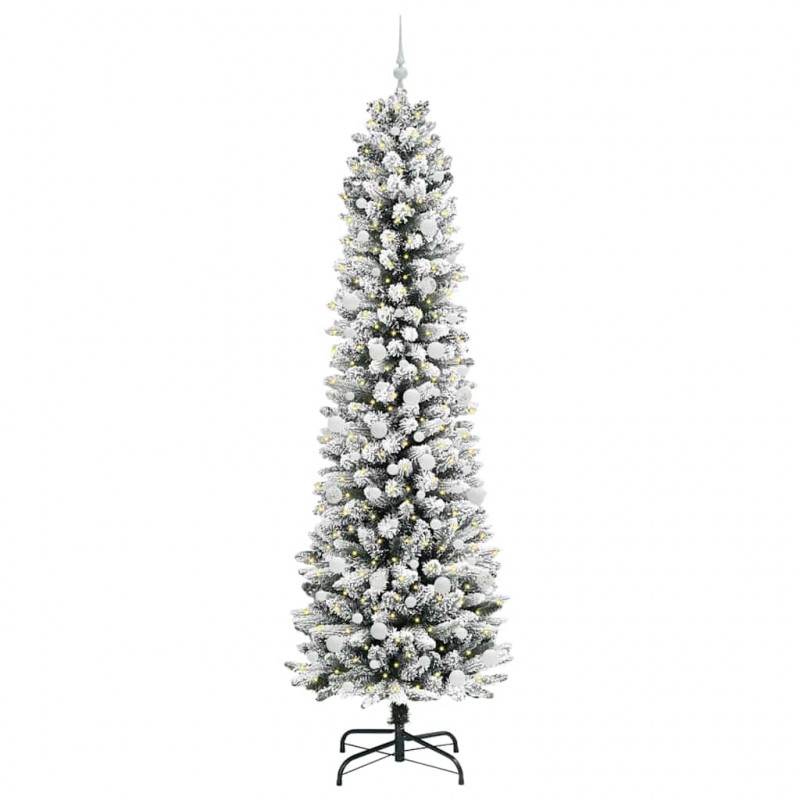 Sztuczna choinka z podstawą Biały 240 cm PVC, Metal i Plastik