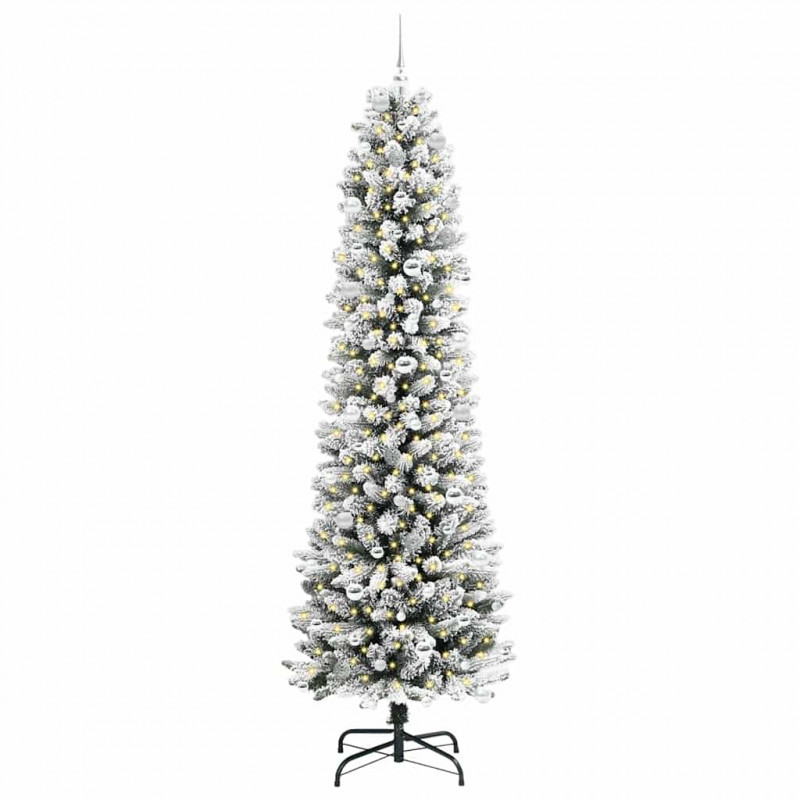 Sztuczna choinka z podstawą Biały 240 cm PVC, Metal i Plastik