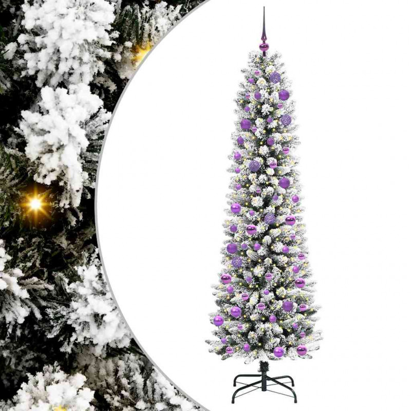Sztuczna choinka z podstawą Biały 240 cm PVC, Metal i Plastik