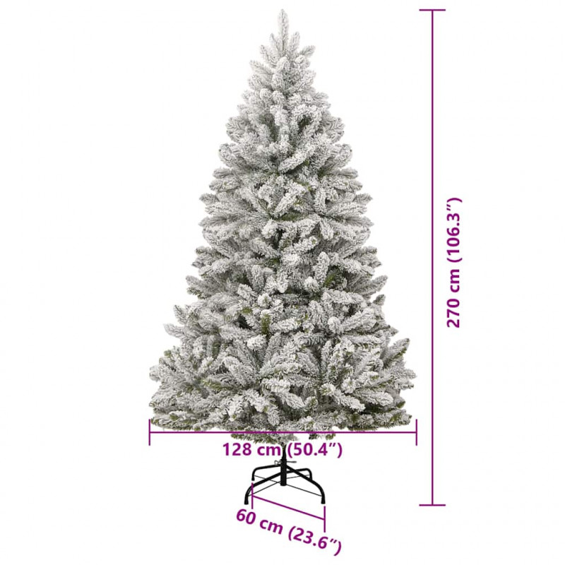 Sztuczna choinka Zielony i Biały 270 cm PVC i Metal